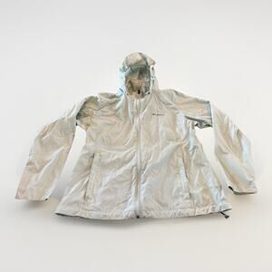 Columbia Womens Mint Green Windbreaker Full Zip Raincoat Jacket Size XL WL0127